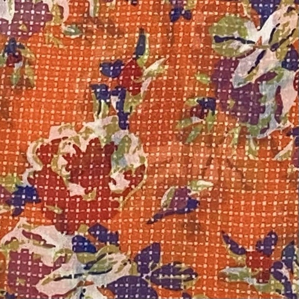 Modcloth Sheer Floral Button-Up Blouse S Orange Cottagecore Boho Chic Colorful - Picture 3 of 10